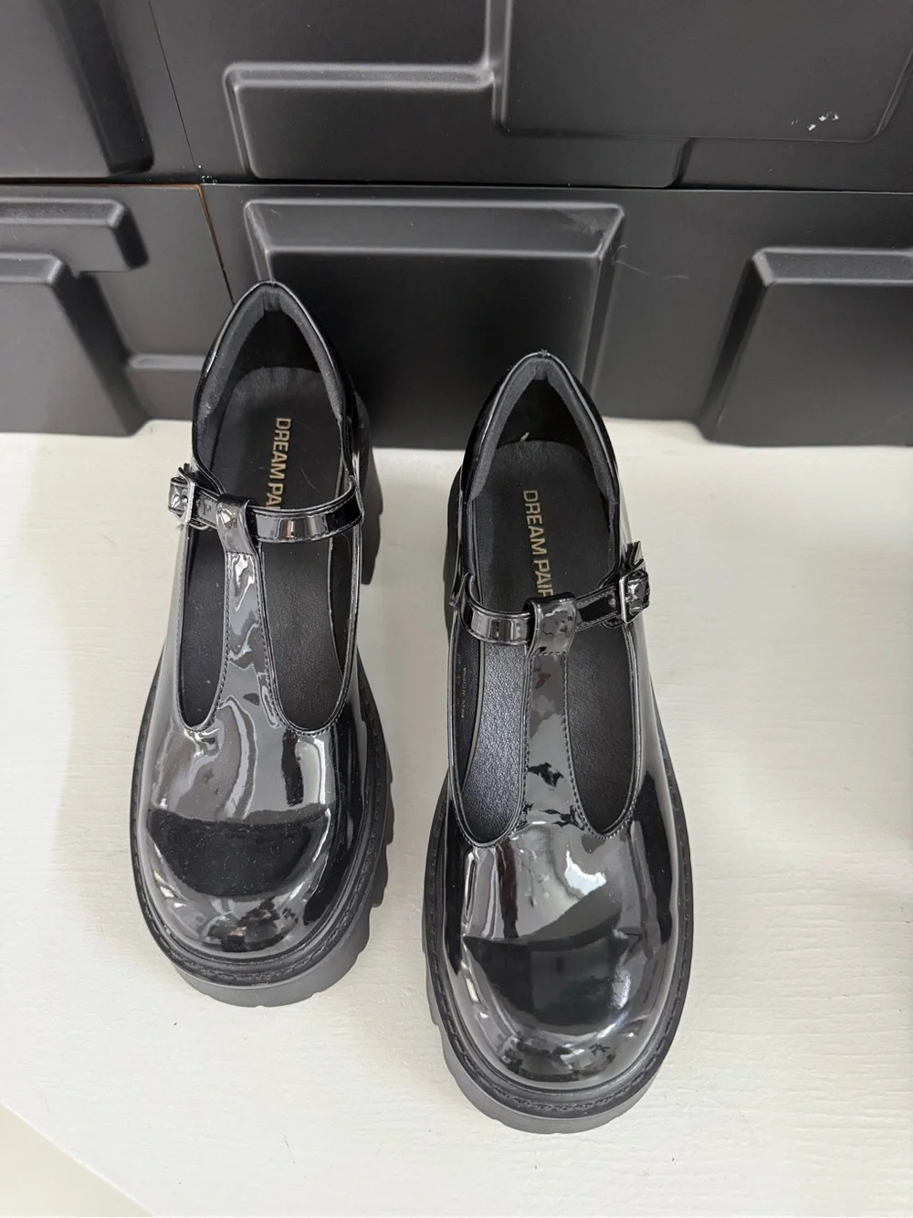 Dream Pairs Black Patent Platform Mary Jane Shoes